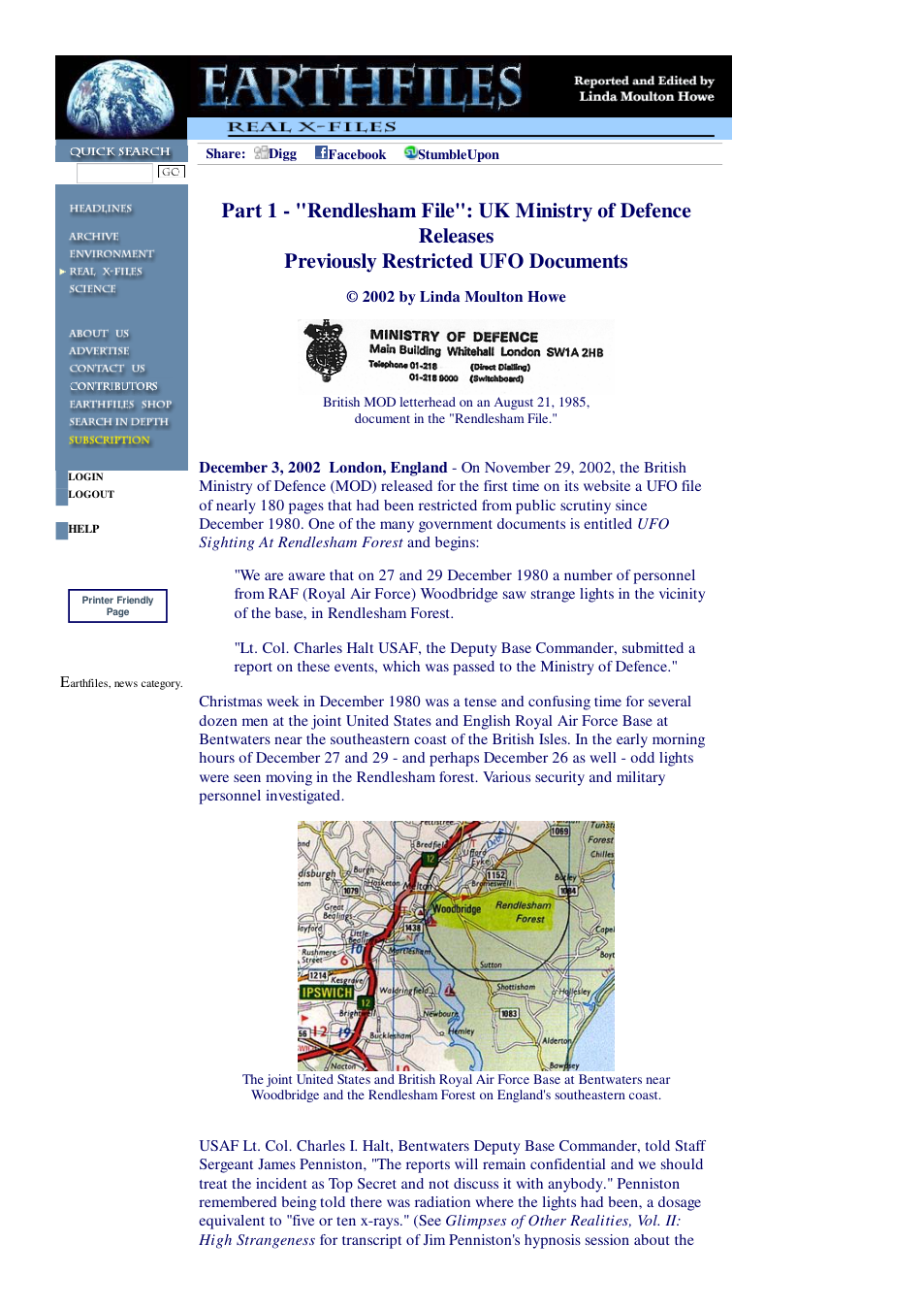 12 03 2002 Part 1 - Rendlesham File UK Ministry of Defence Releases Previously Restricted UFO Documents cover