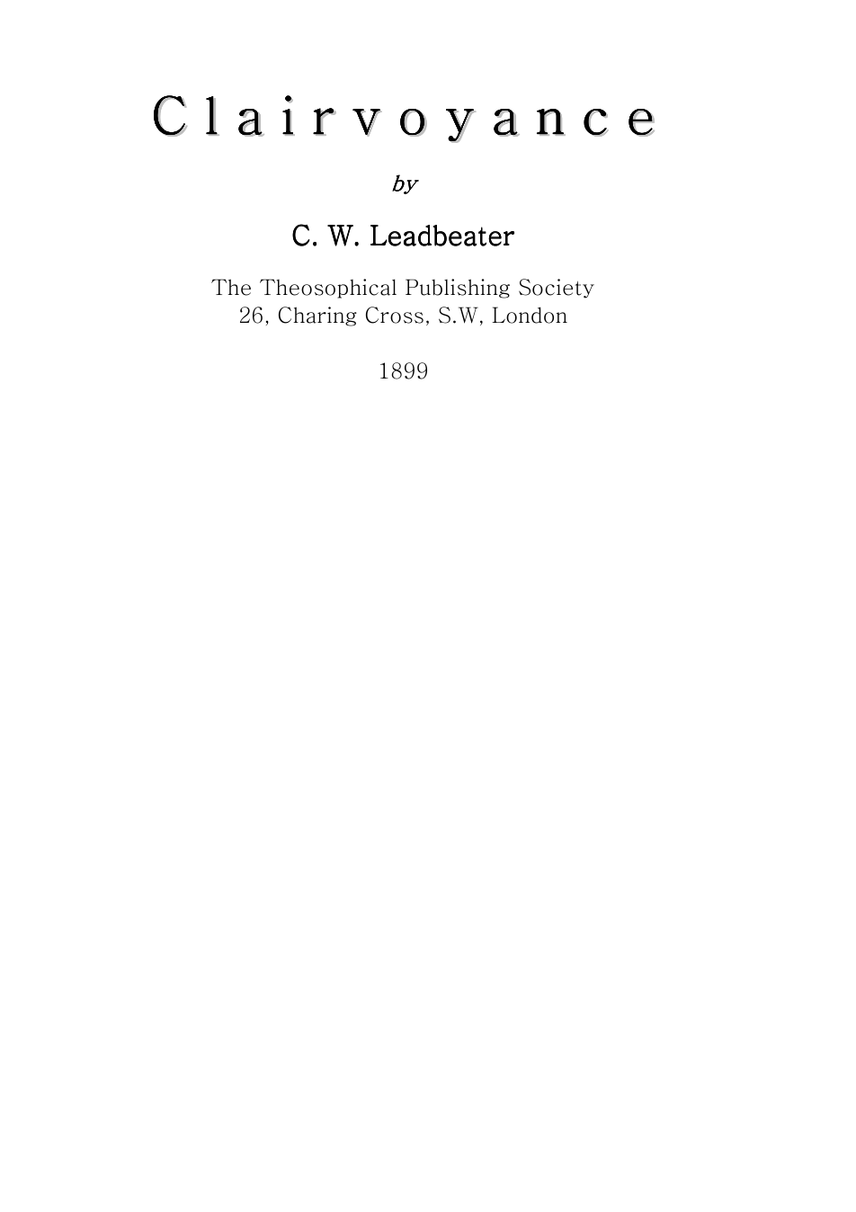 Clairvoyance - C Leadbeater cover