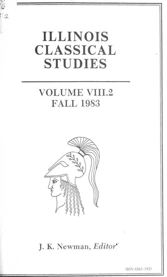 Hirsutae Coronae - Archaic Roman Poetry and its Meaning to Later Generations Illinois Classical Studies, Vol.VIII, No.2 cover