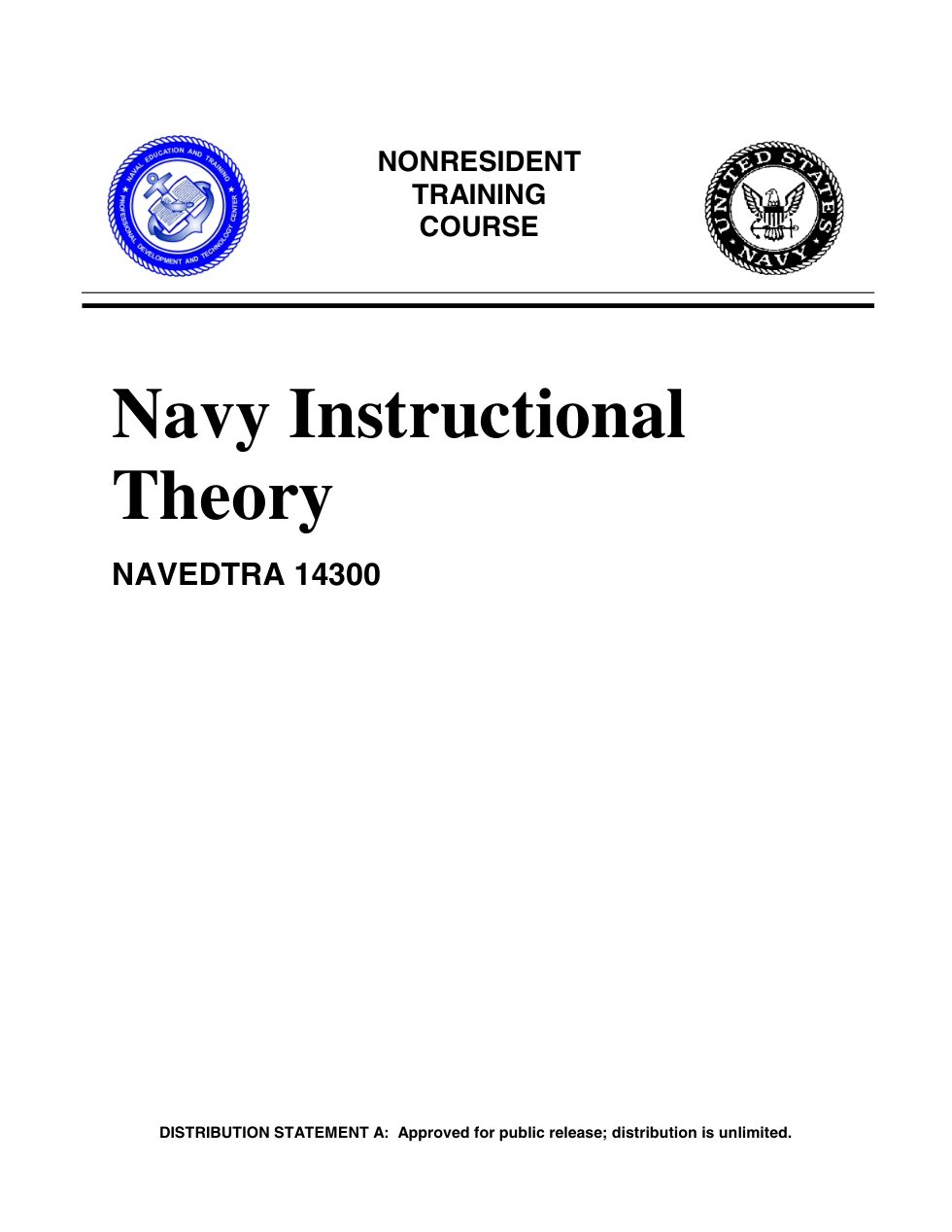 NAVY Navy Instructional Theory 14300 2003 160 pages cover