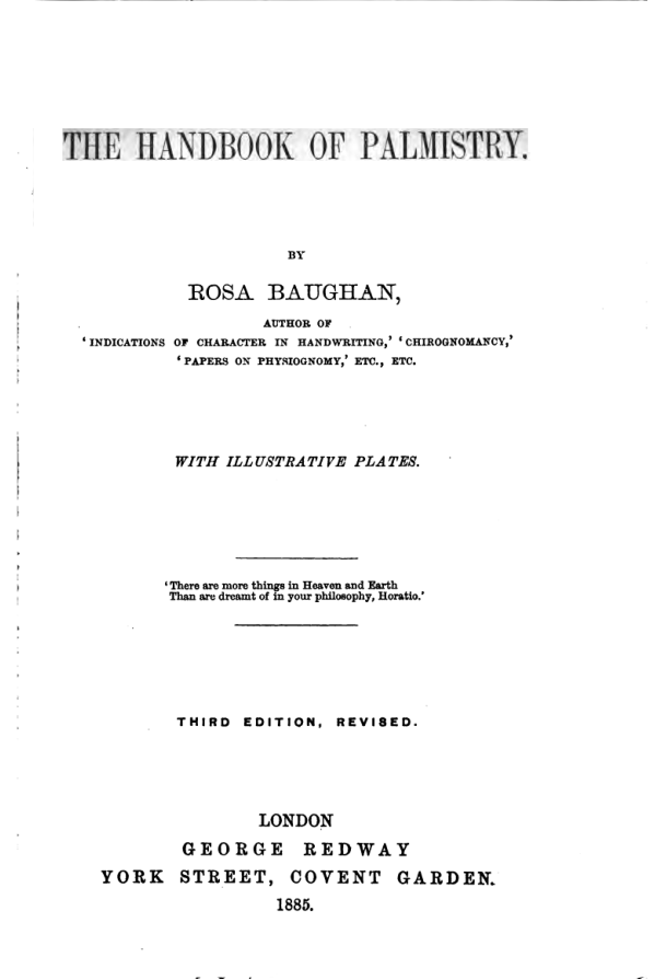 The Handbook of Palmistry - R Baughan cover