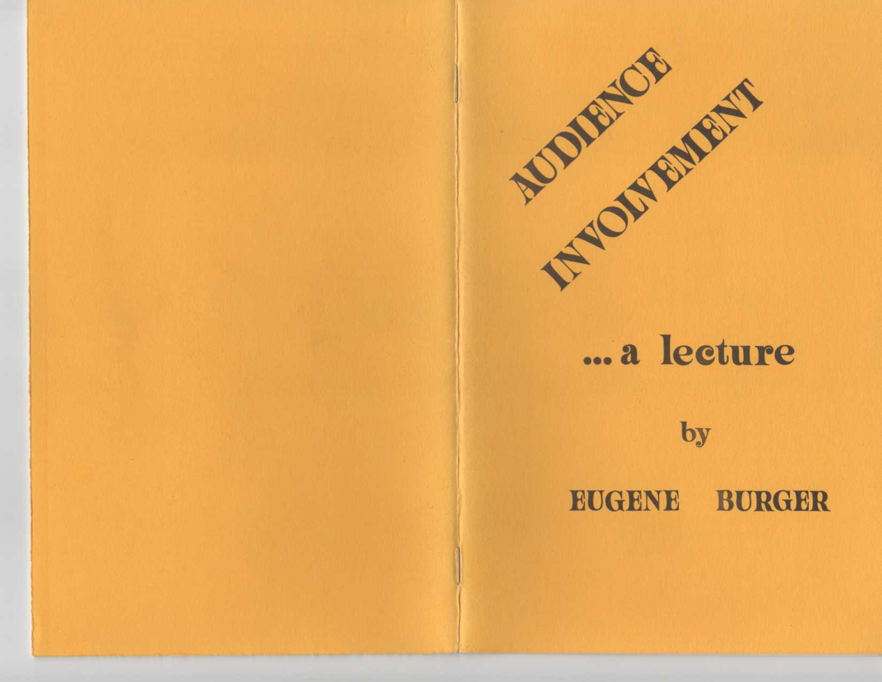 Eugene Burger - Audience Involvement Lecture cover