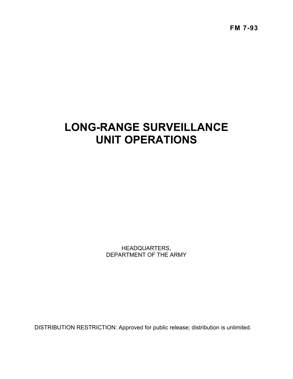 ARMY Long-Range Surveillance Unit Ops 1995 288 pages cover