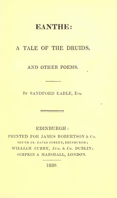 Eanthe A Tale Of The Druids And Other Poems cover