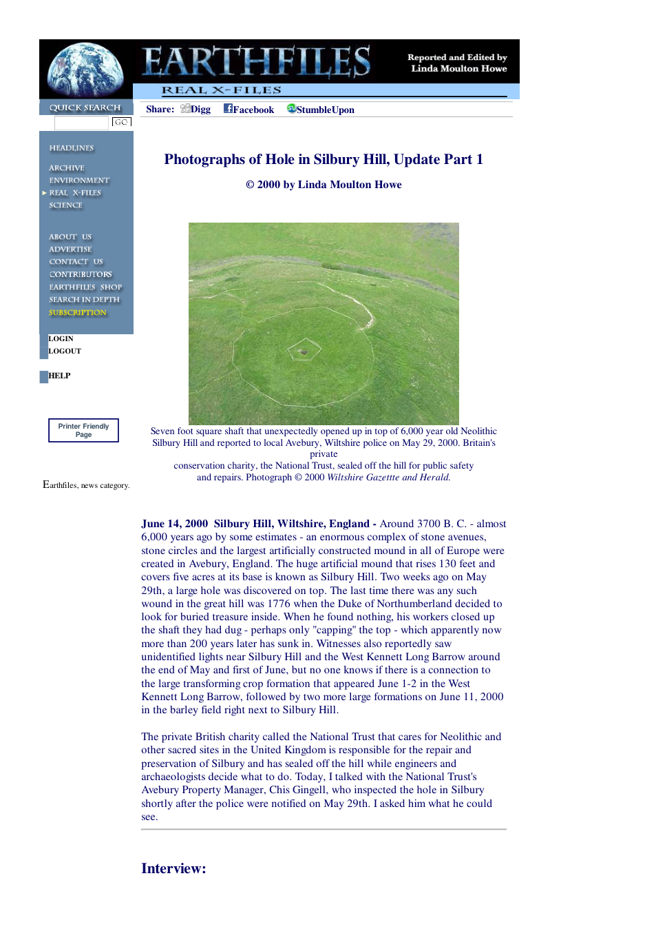 06 14 2000 Photographs of Hole in Silbury Hill, Update Part 1 cover