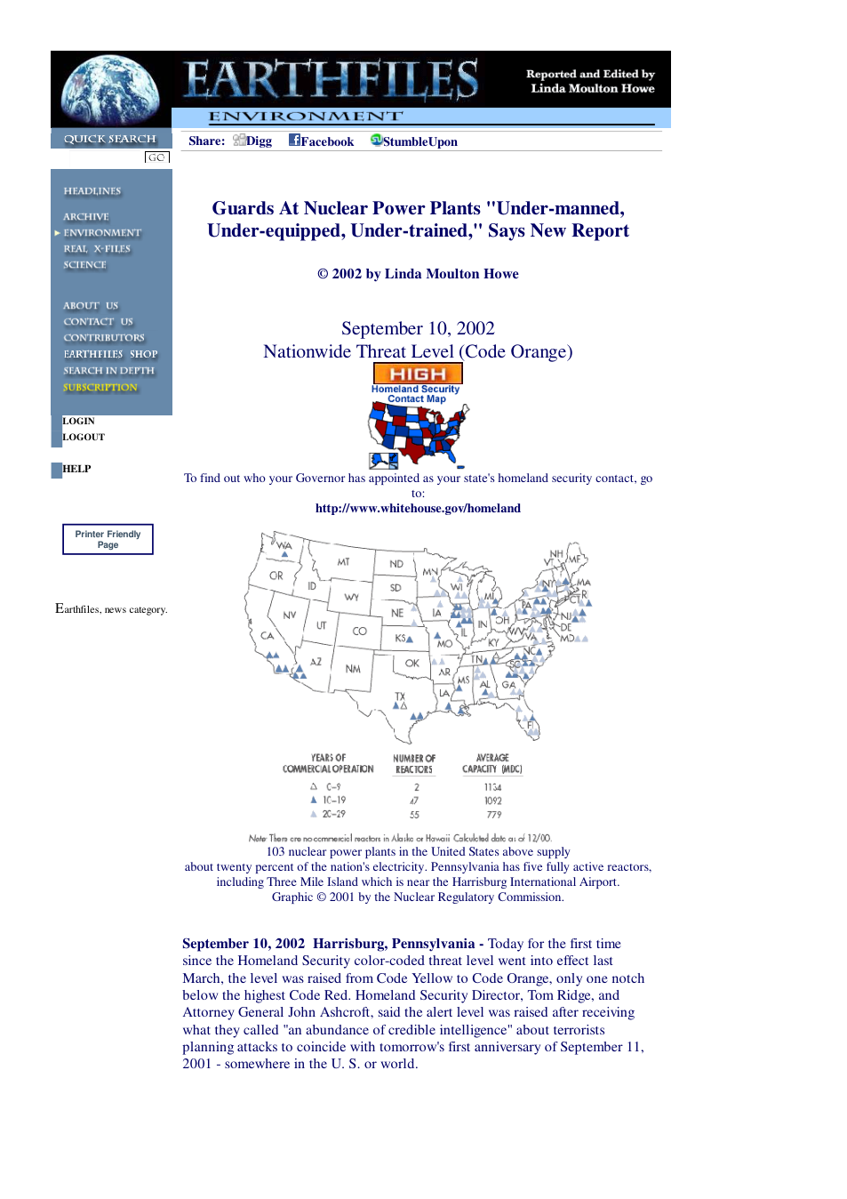 09 11 2002 Guards At Nuclear Power Plants Under-manned, Under-equipped, Under-trained, Says New Report cover