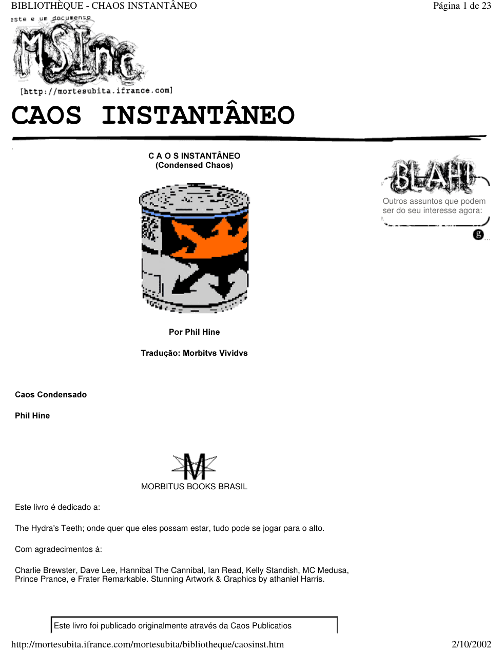 CAOS INSTANTNEO cover