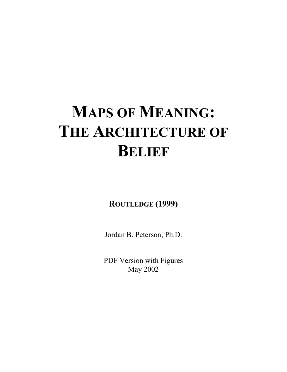 Jordan Peterson - Maps of Meaning - The Architecture of Belief cover
