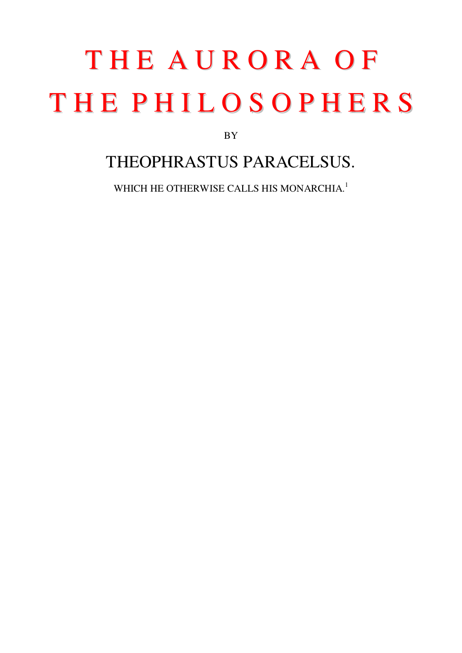 The Aurora of the Philosophers - Paracelsus cover