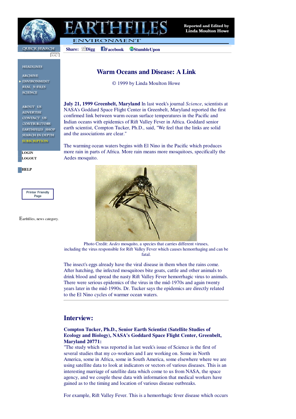 07 21 1999 Warm Oceans and Disease A Link cover