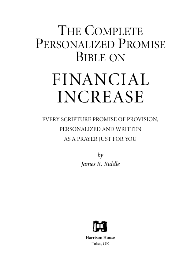 James Riddle - The Complete Personalized Promise Bible on Financial Increase cover