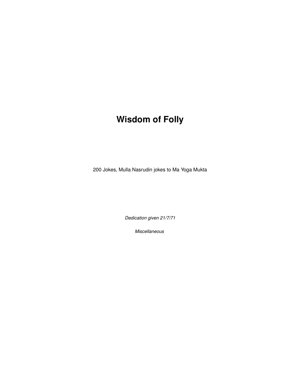 Wisdom of Folly cover