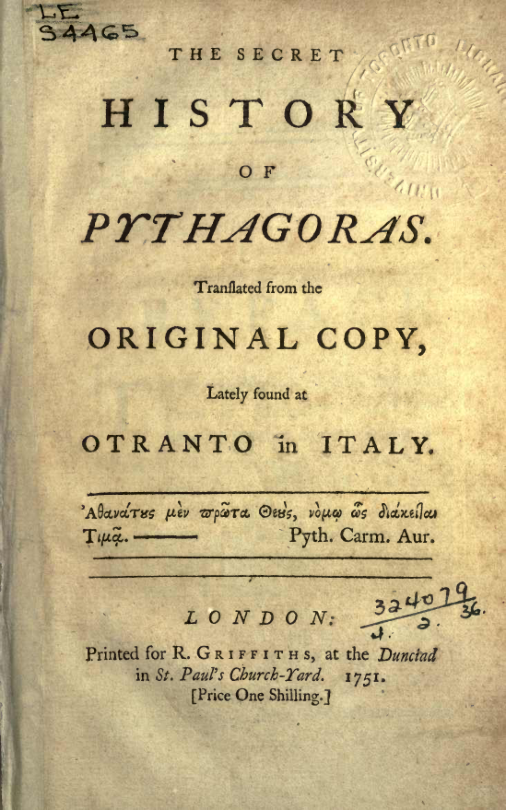 The Secret History of Pythagoras - S Croxall cover