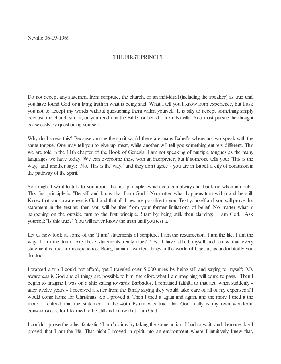 1969.06.09, The First Principle cover
