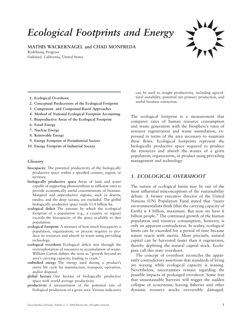 Elsevier Science Encyclopedia of Energy Vol 2 cover