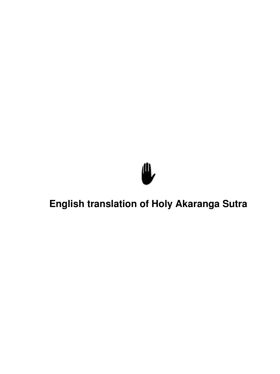 Akaranga Sutra cover