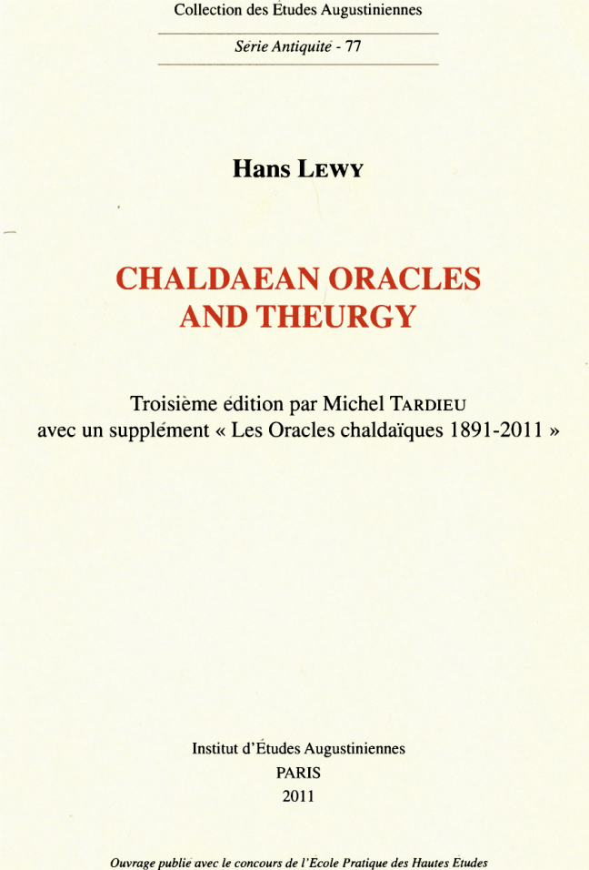 Hans Lewy - Chaldaean Oracles and Theurgy [OCR Scan - 1 PDF] cover