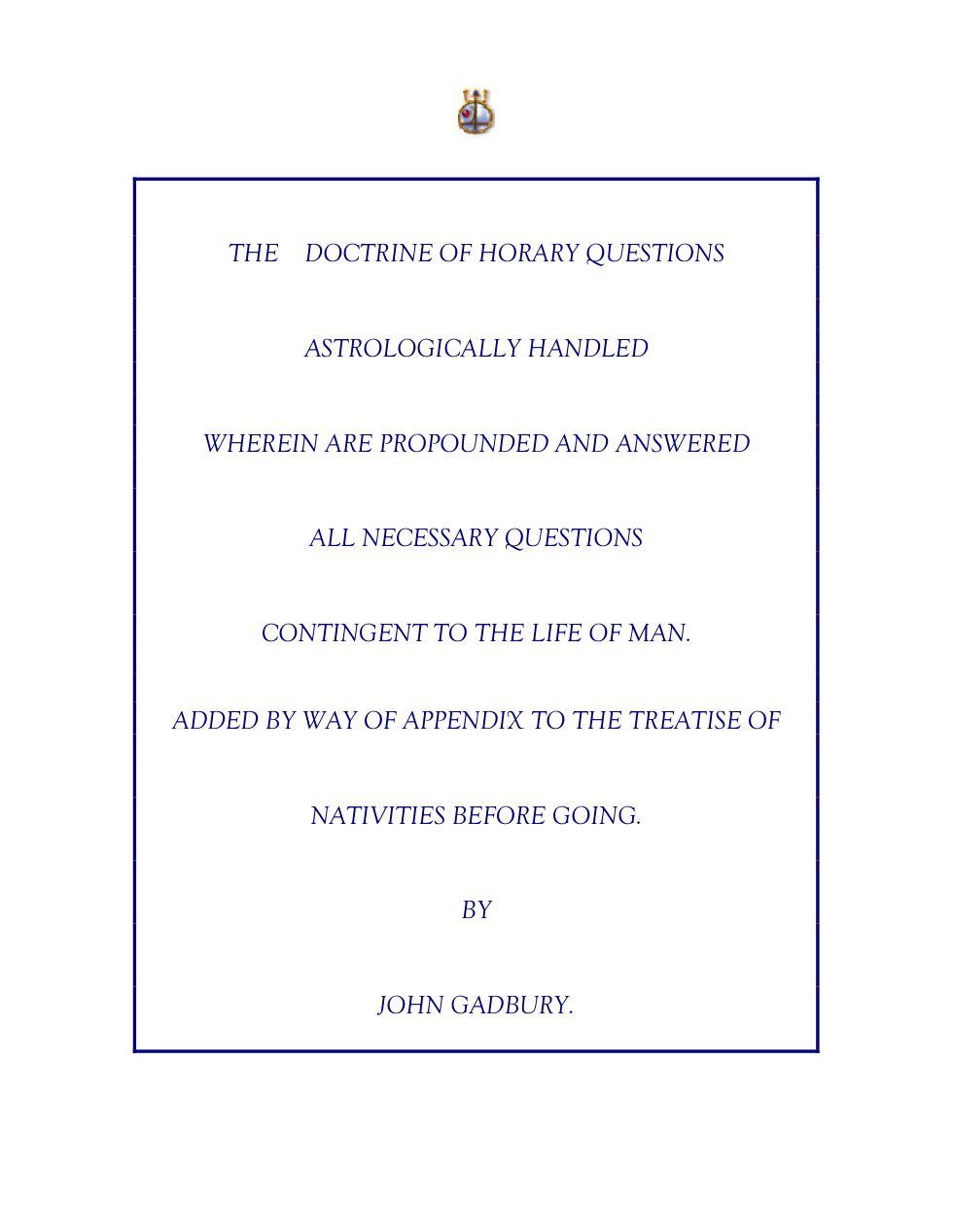 Doctrine Of Horary Questions cover