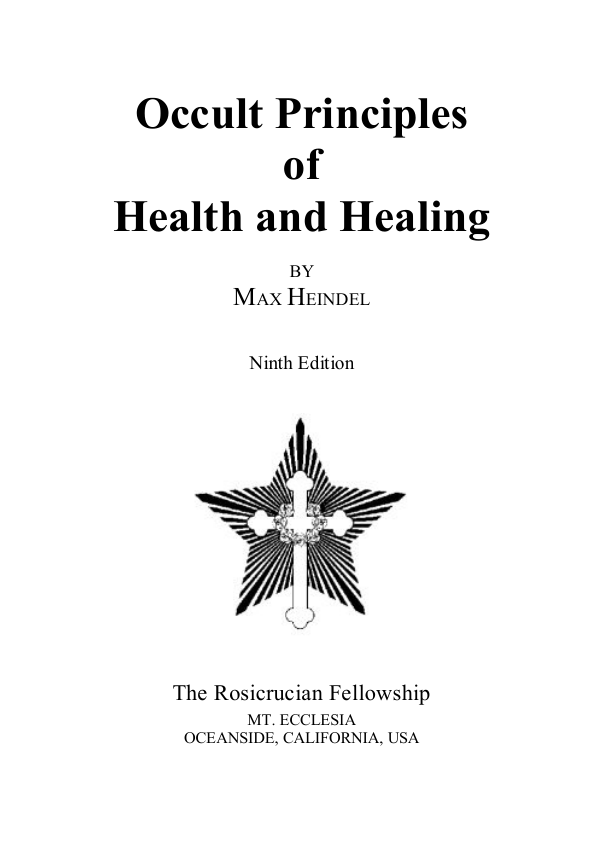 Occult Principles of Health and Healing cover