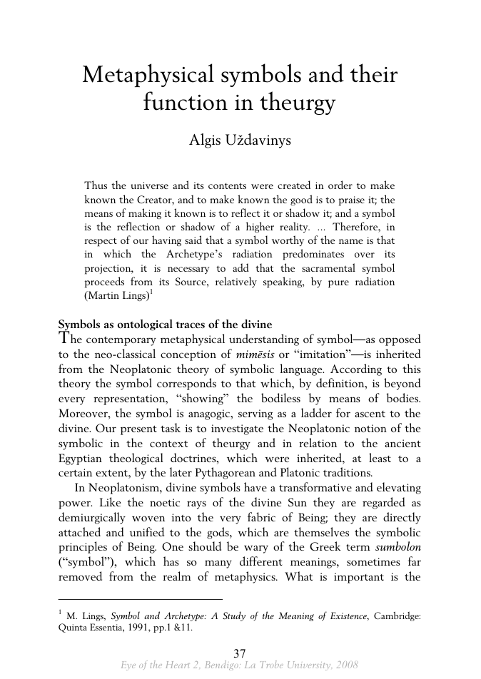 Algis Uzdavinys - Medical Symbols and Their Function in Theurgy cover