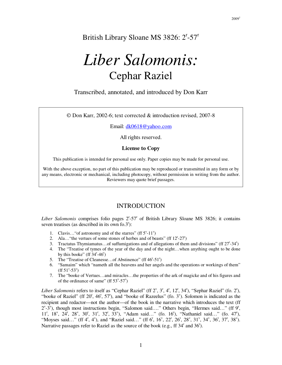 Liber Salomonis, Cephar Raziel cover