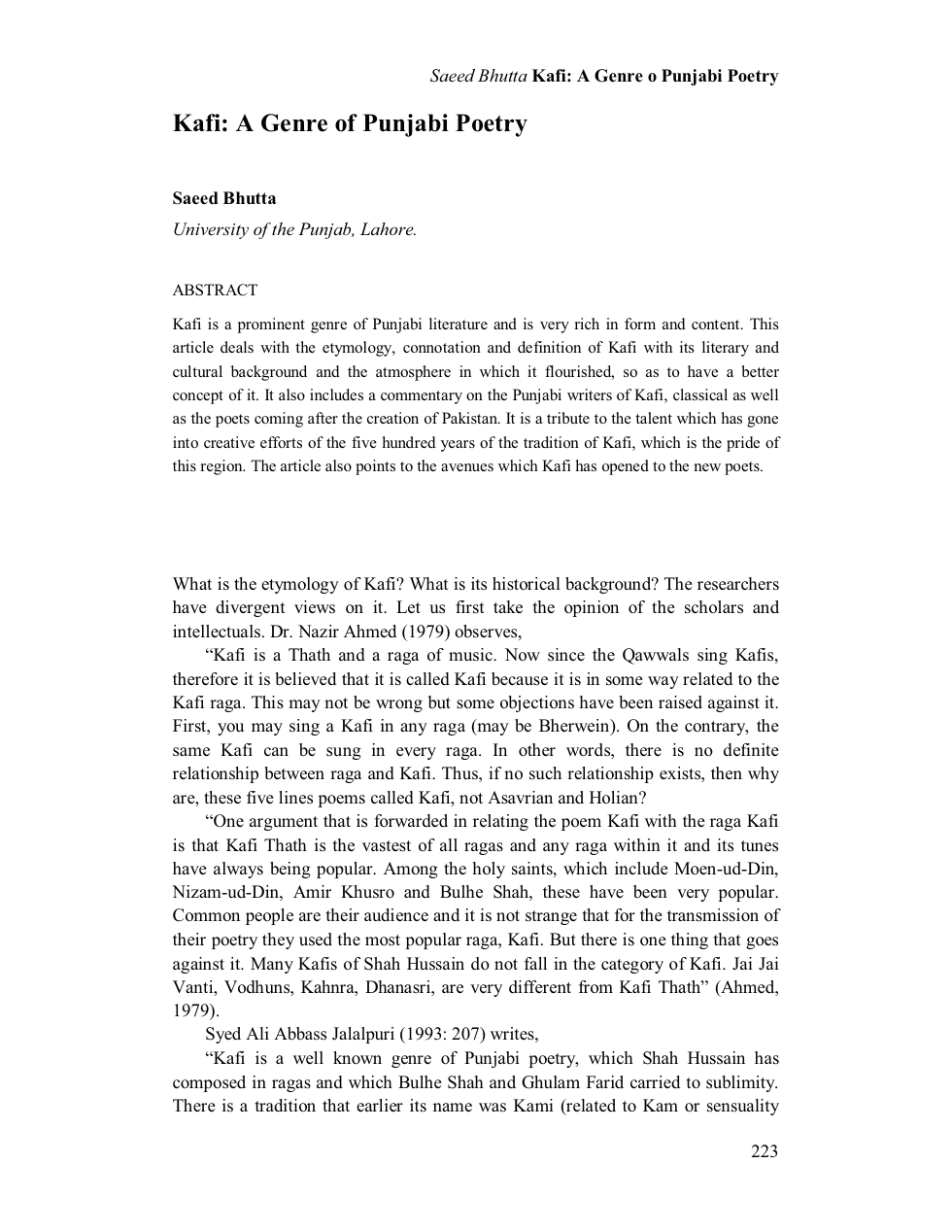 Kafi - A Genre of Punjabi Poetry cover