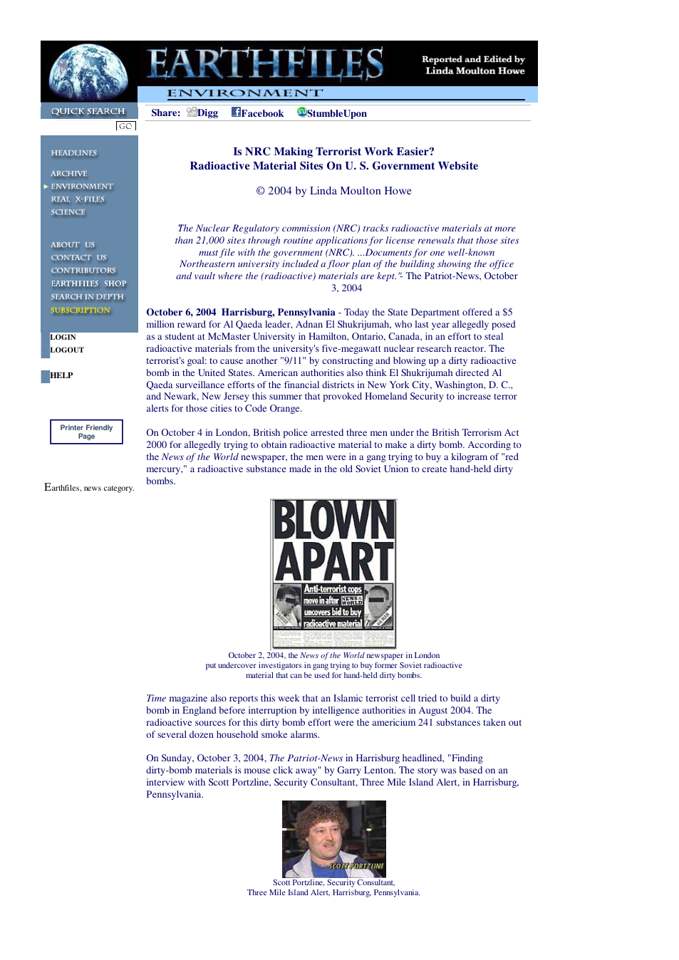 10 06 2004 Is NRC Making Terrorist Work Easier Radioactive Material Sites On U. S. Government Website cover
