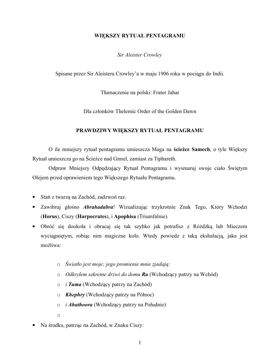 Wiekszy Rytual Pentagramu cover