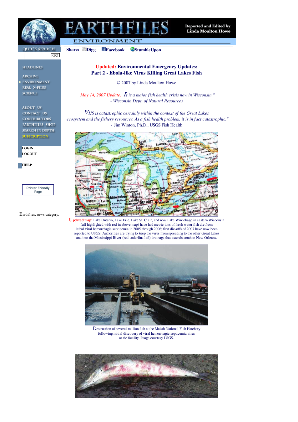 05 04 2007 Environmental Emergency Updates Part 2 - Ebola-like Virus Killing Great Lakes Fish cover
