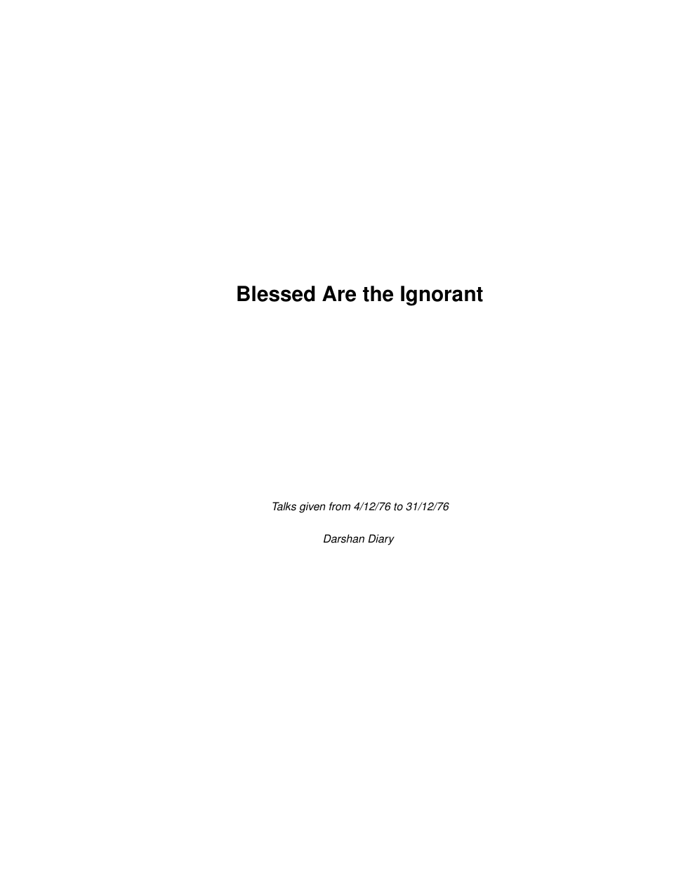 Blessed Are the Ignorant cover