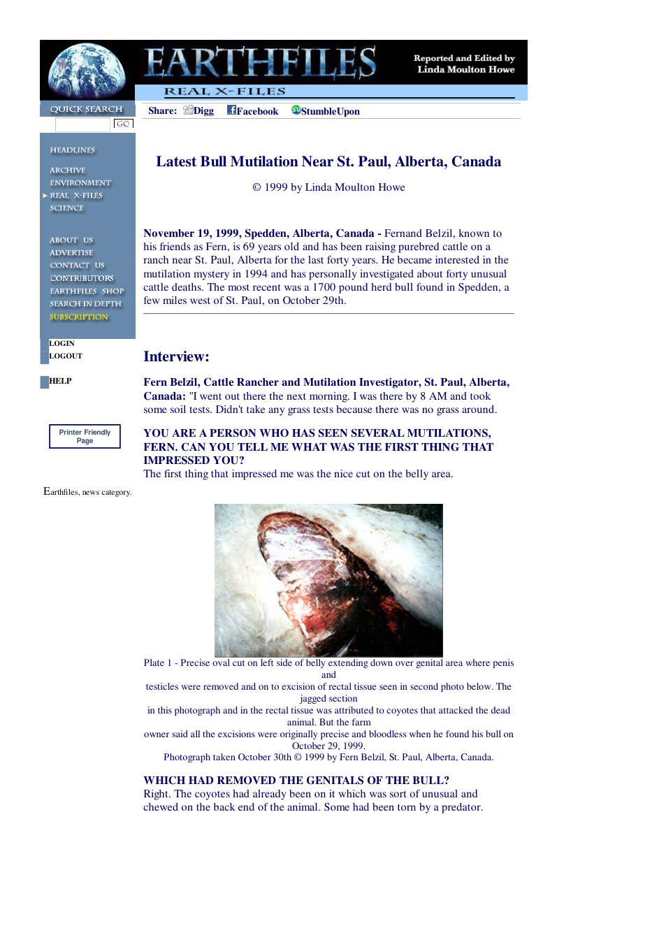 11 19 1999 Latest Bull Mutilation Near St. Paul, Alberta, Canada cover