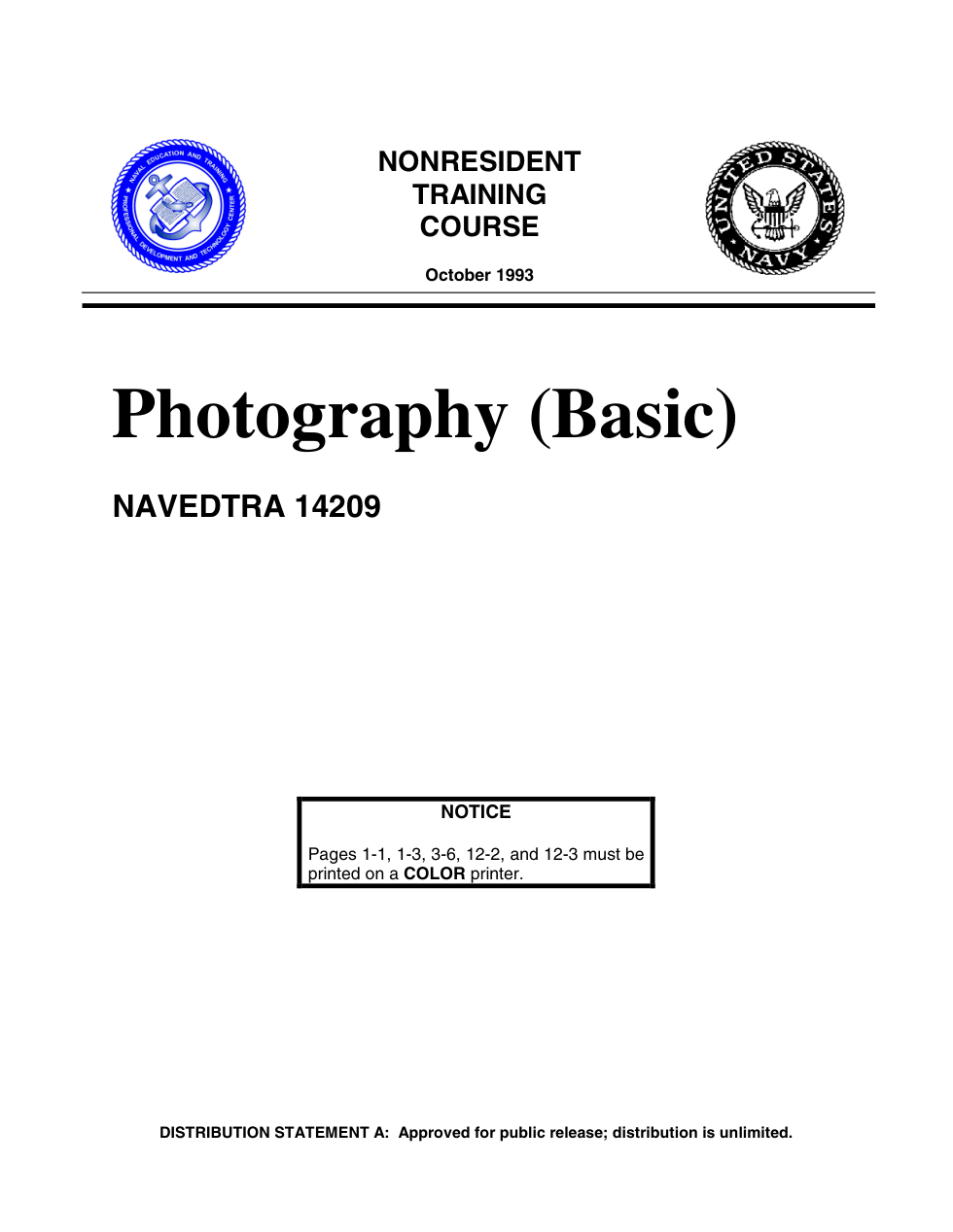 NAVY Photography (Advanced) 1993 480 pages cover
