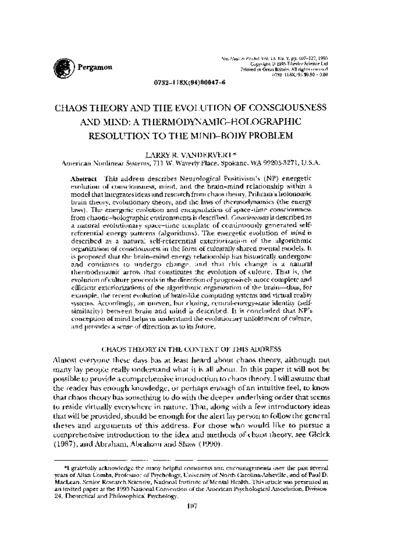 Chaos Theory And The Evolution Of Mind And Consciousness cover