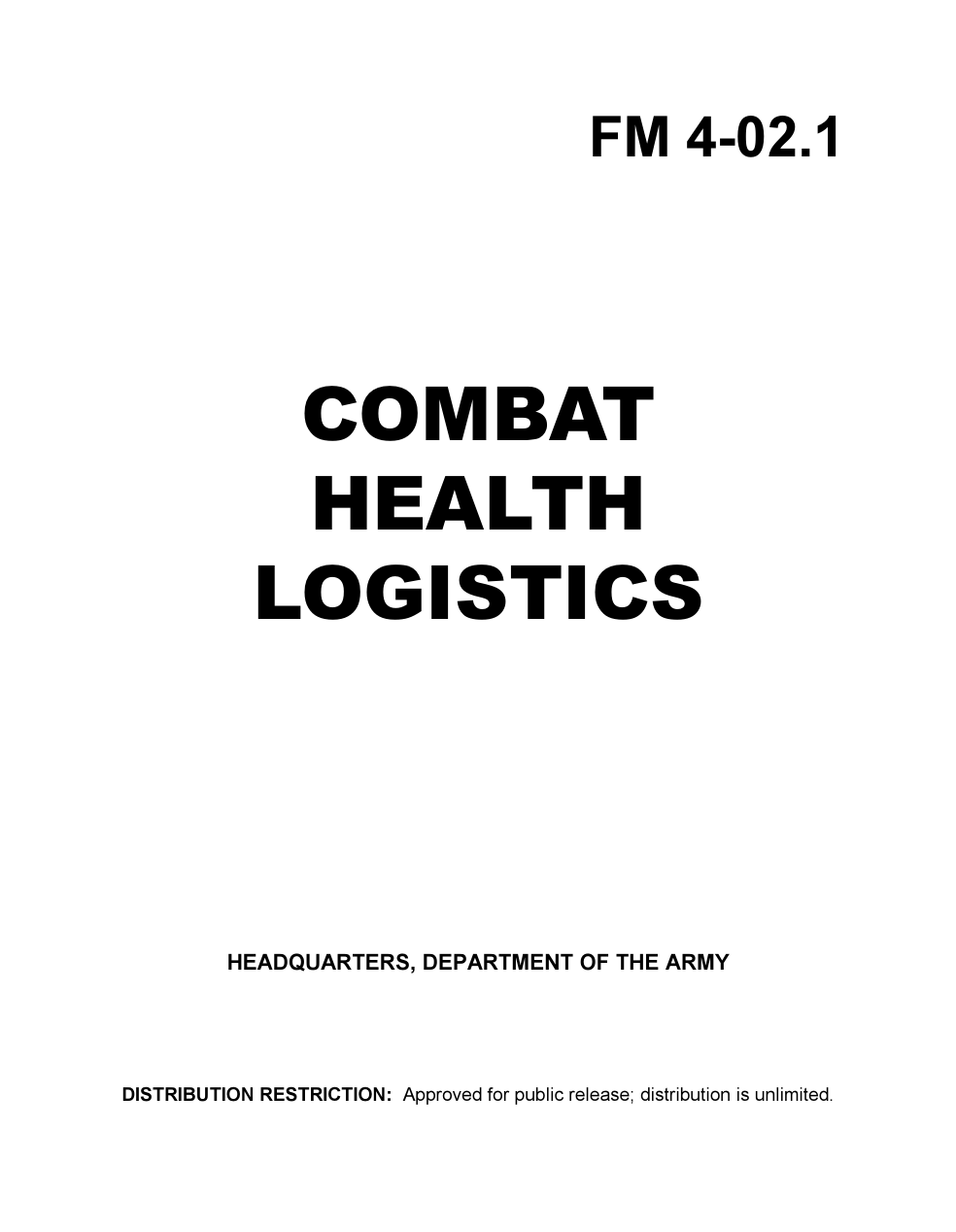 US Army Field Manual - Combat Health Logistics cover