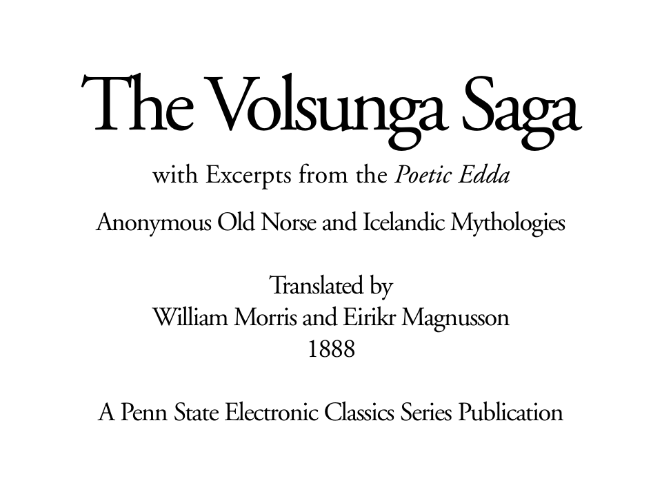 Anonymous - The Saga of the Volsungs cover