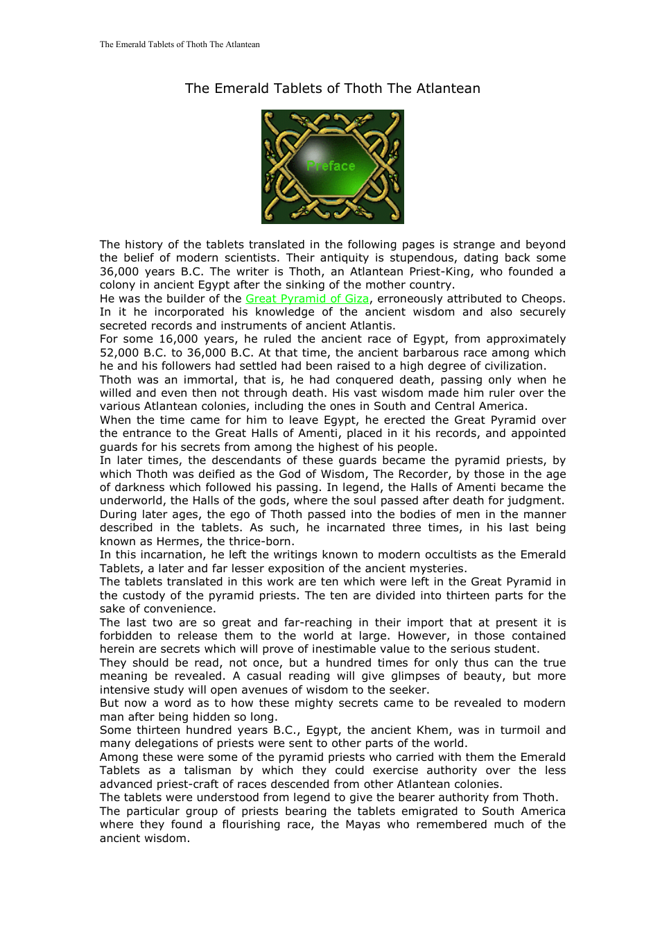 Emerald Tablets Of Thoth cover