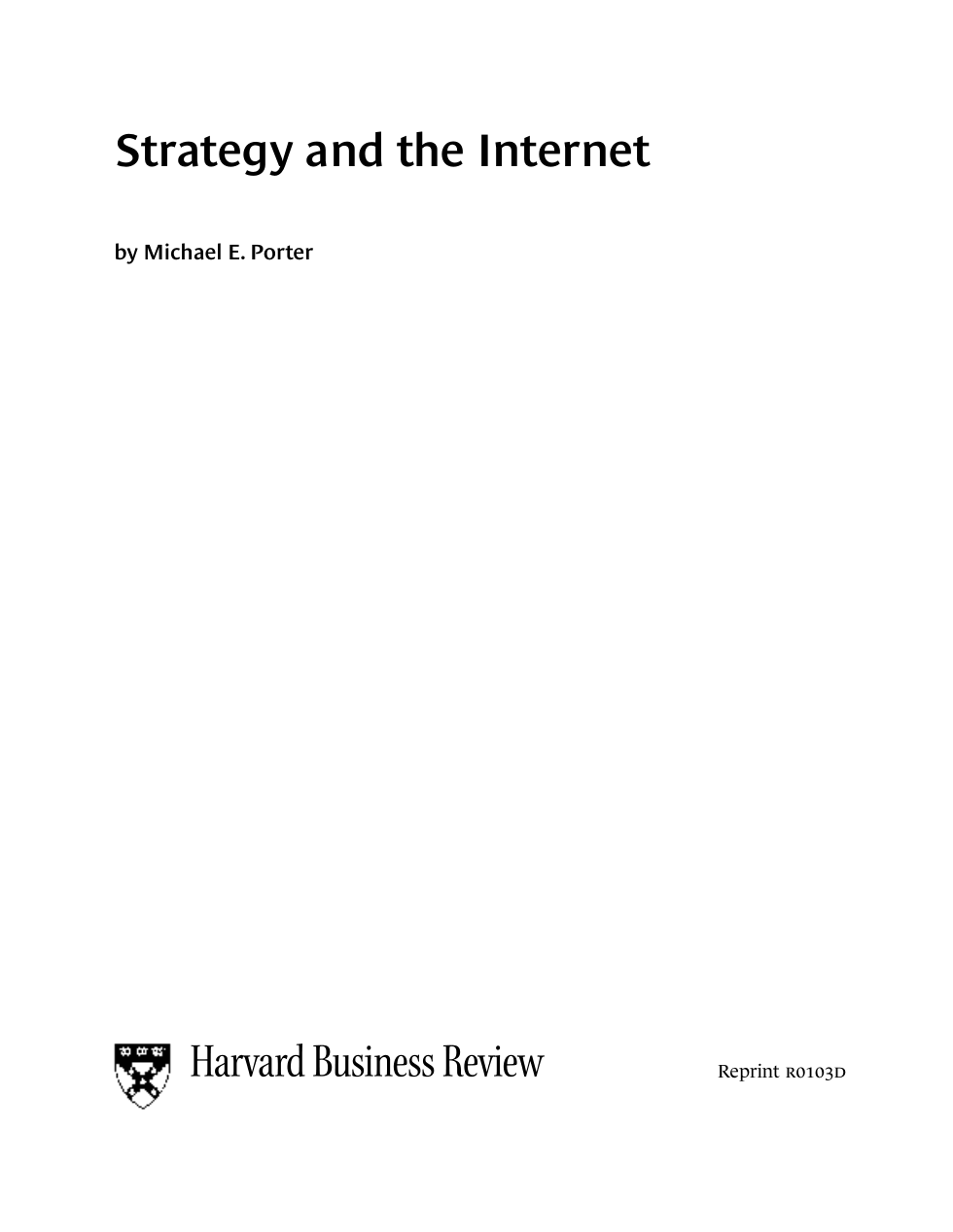 Strategy and the Internet - Michael Porter (Harvard Business Review) cover