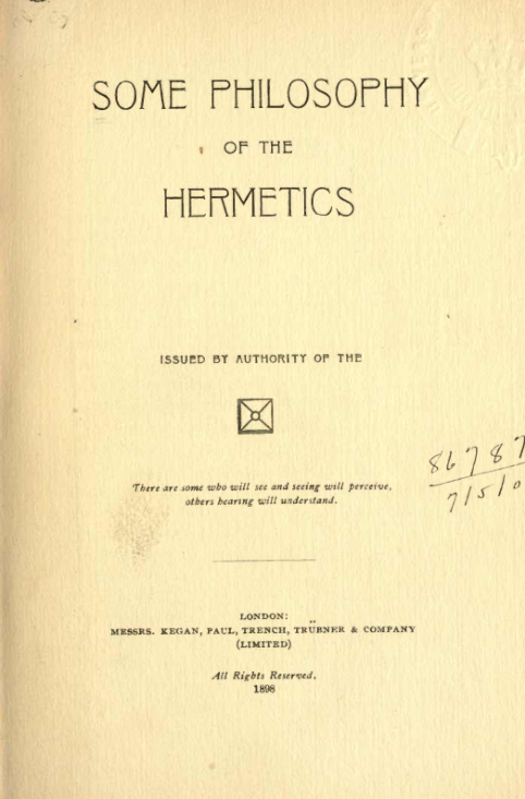 Some Philosophy Of The Hermetics - D P Hatch cover