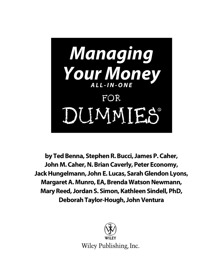 Managing Your Money All-In-One For Dummies cover