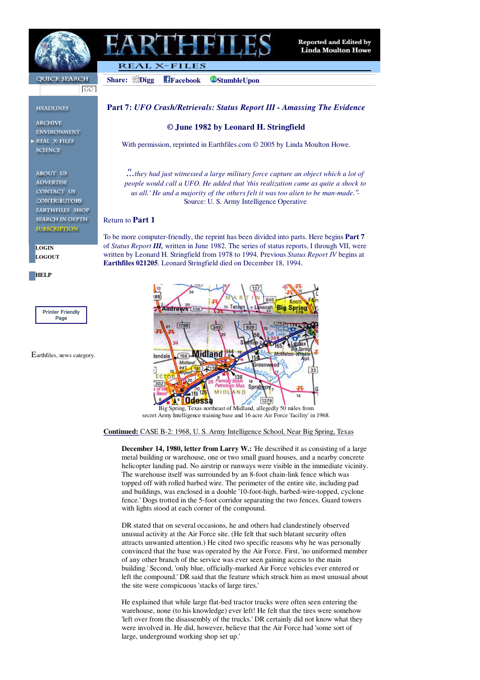 03 28 2005 Part 7 UFO Crash Retrievals Status Report III - Amassing The Evidence June 1982 by Leonard H. Stringfield cover