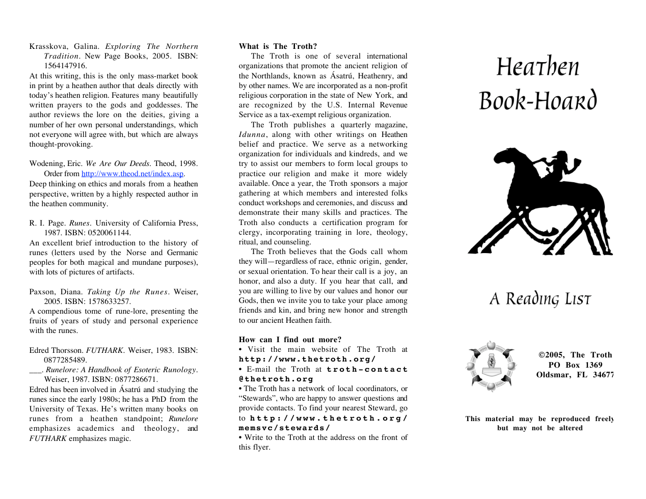 heathen bookhoard - a recommended reading list for anyone interested in heathen religion cover