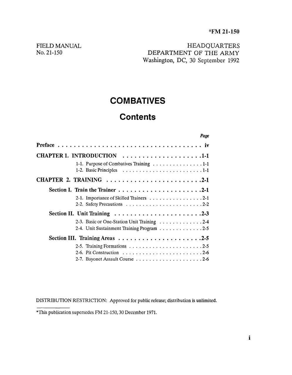 ARMY Combatives - Hand to Hand 1992 227p. cover
