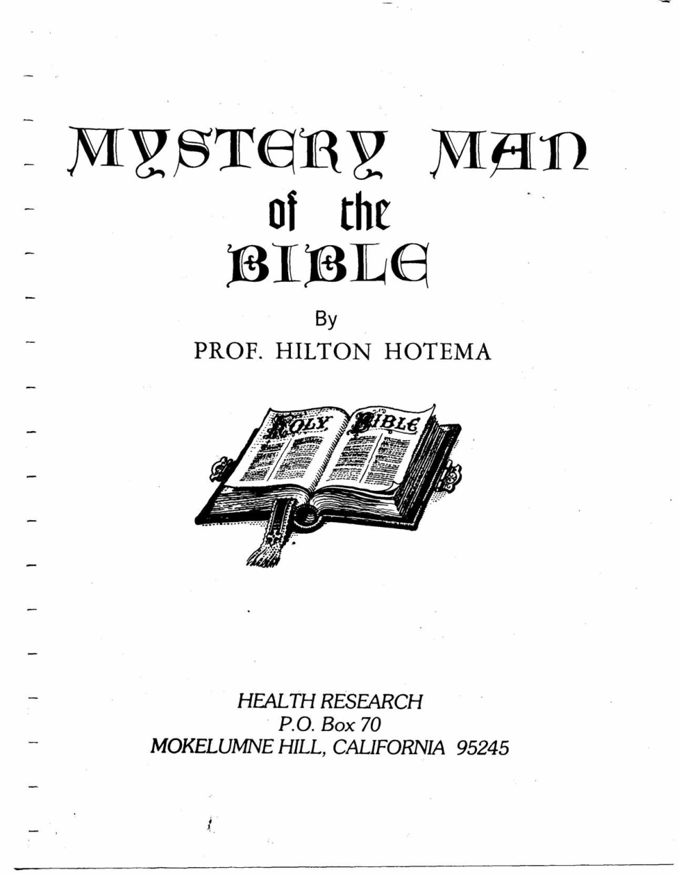 Hilton Hotema - Mystery Man of the Bible cover
