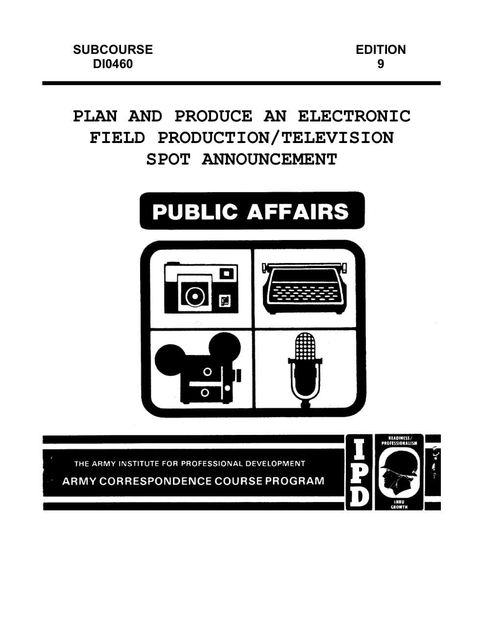 ARMY Journalist-Plan&Prod. Field Prod.&TV 1989 33 pages cover