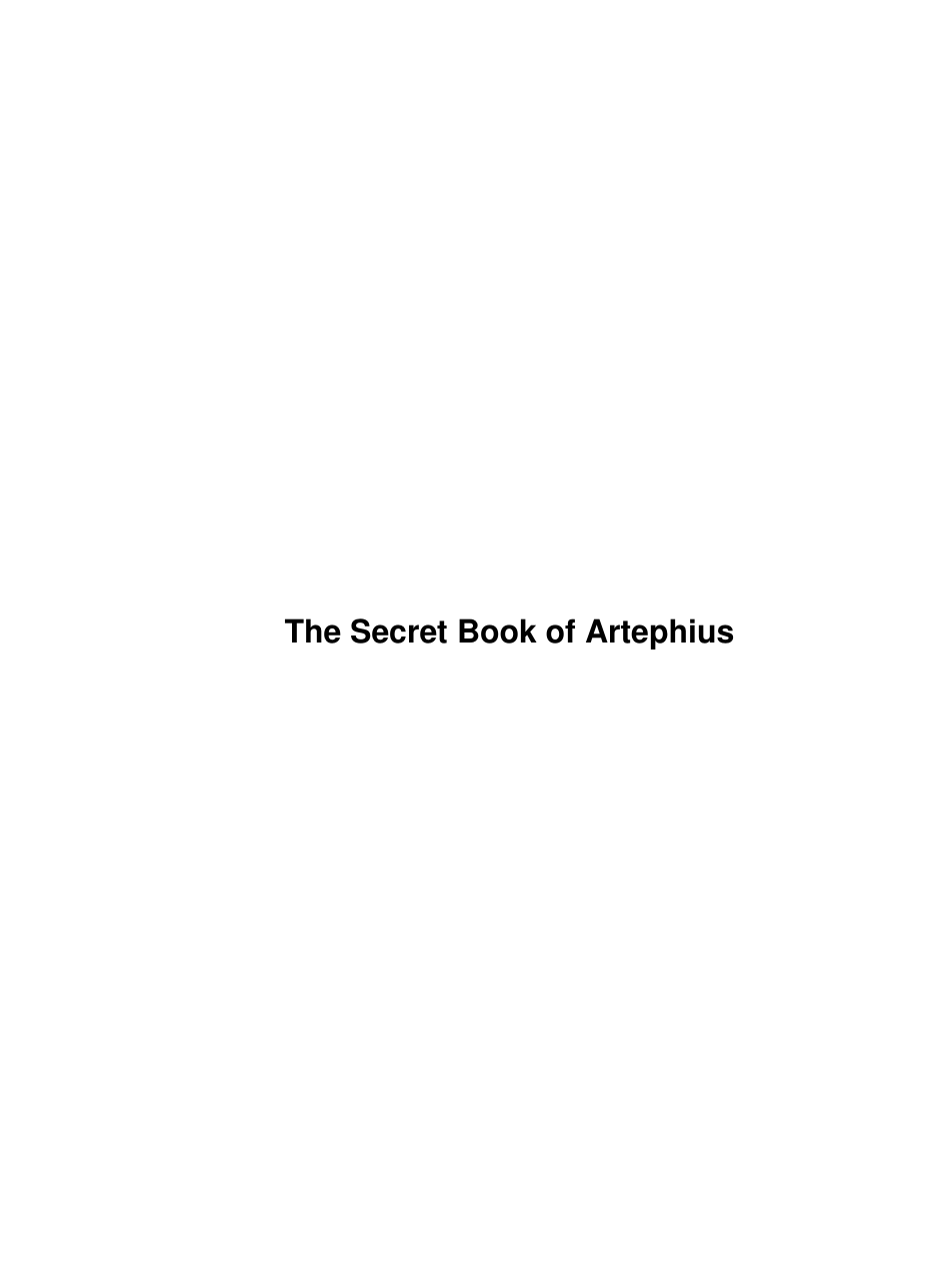 Secret Book Of Artephius cover