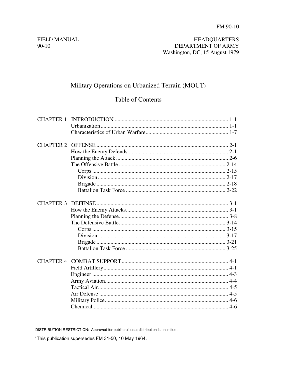 ARMY Military Ops Urbanized Terrain MOUT 1979, 276 pgs cover