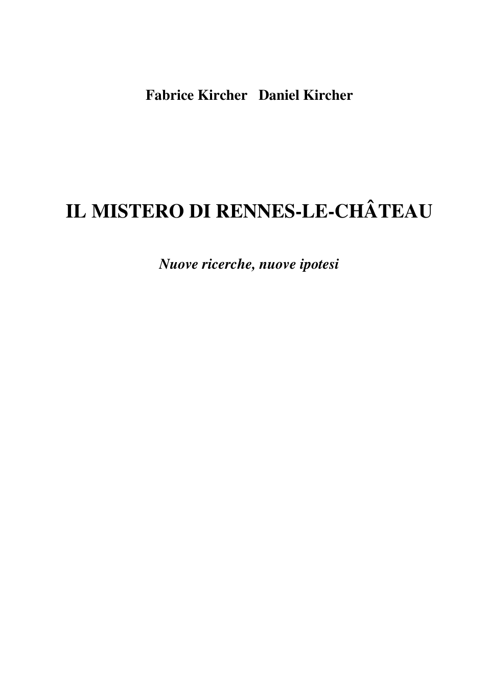 Fabrice Kircher, Daniel Kircher - Il Mistero di Rennes-le-Chateau cover