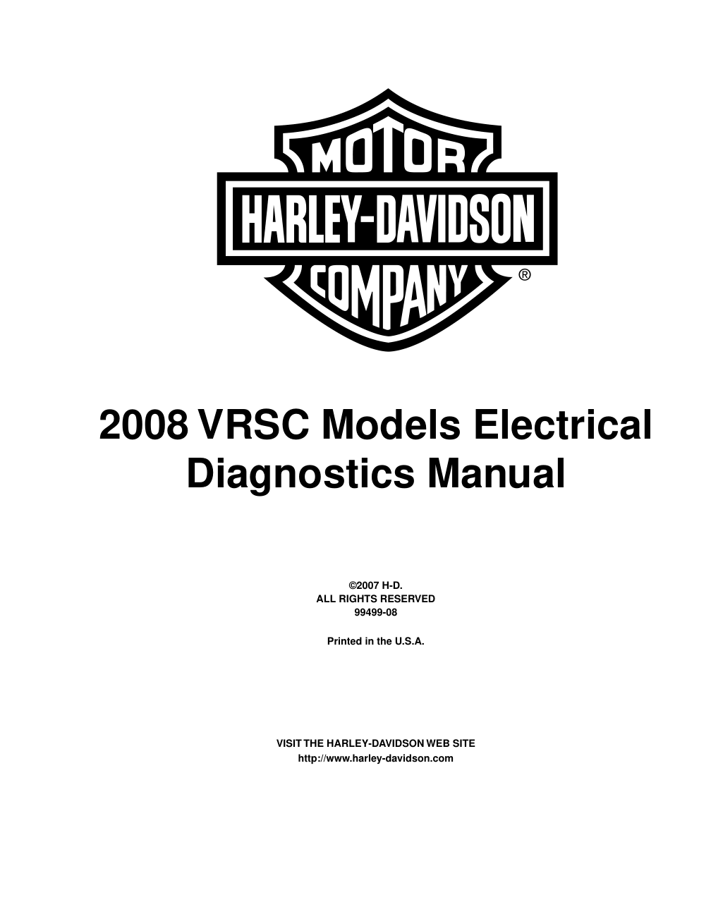 2008 VRSC Models Electrical Manual cover