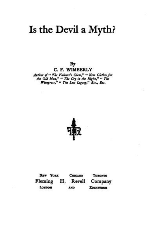 Is The Devil A Myth - C F Wimberley cover