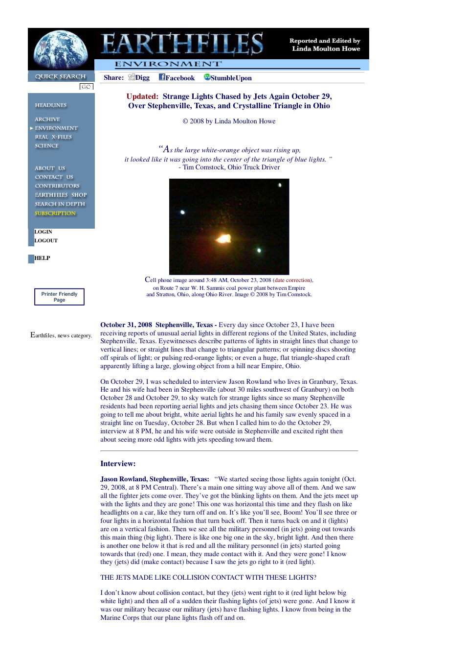10 31 2008 Strange Lights Chased by Jets Again October 29, Over Stephenville, Texas, and Crystalline Triangle in Ohio cover